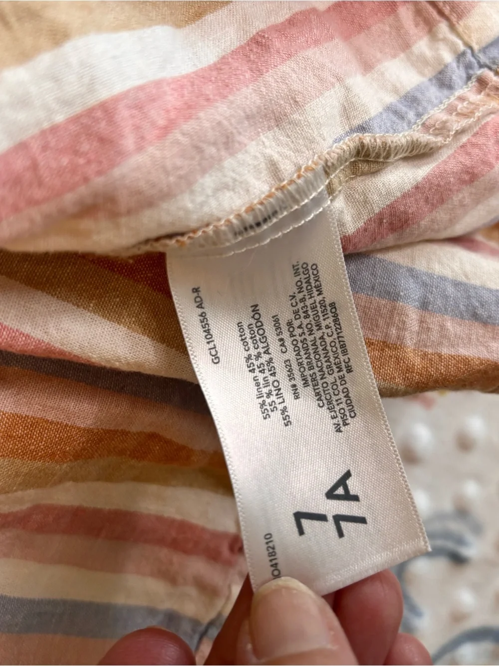 Carter's Striped Cotton Skirted Dress in Pink, Blue, Tan & Cream